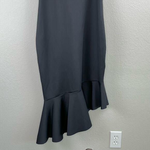 Rachel Parcell Black Ruffle Interlock Scuba Asymmetric Midi Dress XL NWOT - Picture 8 of 13